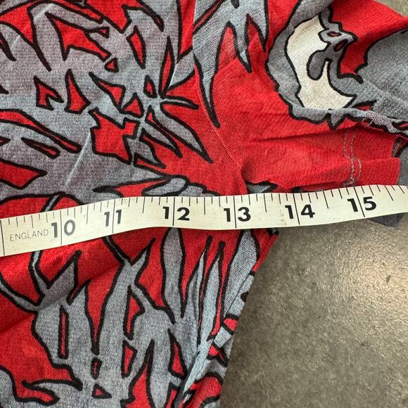 Vintage Y2K Micro Sheer Psychedelic Karen Kane Red Floral Abstract Graphic Tee M - Picture 4 of 5